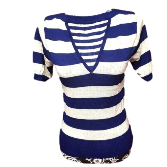 Knitvo Sweaters - Knitvo Navy White Striped Sweater
